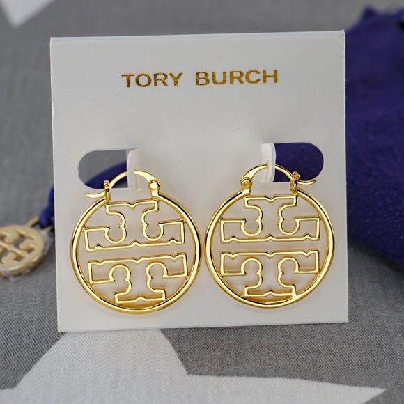 Tory Burch Miller Wire Small Hoop Earrings in Gold (Brand New with Dust Bag) - Picture 1 of 8